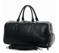Reisetasche FLORIAN mit Schuh-Fach Leder - schwarz / 48 cm