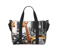Reisetasche für Damen, Motiv: Giraffe in New York, leicht, für persönliche Gegenstände, Schwarz , Einheitsgröße