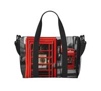 Reisetasche für Damen und Herren, Wochenendtasche, Sport, Turnbeutel, England, UK, Retro, London, Telefon, Reisetasche, Handgepäcktasche mit Schultergurt, schwarz, Einheitsgröße, Schwarz ,