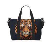 Reisetasche für Damen und Herren, Wochenendtasche, Sport, Turnbeutel, Neujahr, Tiger-Logo, Reisetasche, Handgepäcktasche mit Schultergurt, schwarz, Einheitsgröße, Schwarz , Einheitsgröße
