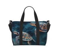 Reisetasche für Damen und Herren, Wochenendtasche, Sporttasche, Schildkröte, Schwimmen im Meer, Reisetasche, Handgepäck, Übernachtungstasche, wasserdicht, Gepäcktasche mit Schultergurt, Schwarz,