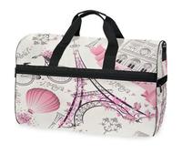 Reisetasche für Herren, Damen, Jungen, Mädchen, Teenager, übergroße Sporttasche mit Schuhfach, für Übernachtung, Wochenende, Yoga, Workout, Handtasche, Rosa mit Blumenmuster, Weiß, #01, Einheitsgröße,