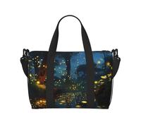 Reisetasche für persönliche Gegenstände, Handgepäck, Trainingshandtasche, leicht, wasserdicht, Sport, Turnbeutel, Glühwürmchen, Wochenendtasche für Damen und Herren, Schwarz, Einheitsgröße, Schwarz ,