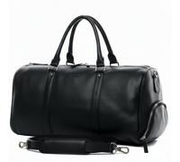 Reisetasche mit Schuh-Fach Leder groß schwarz FLORIAN Sporttasche