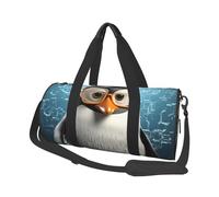 Reisetasche, leicht, tragbar, Wochenendtasche, Übernachtungstasche, Pinguin mit Brille, Sporttasche, Turnrucksack mit verstellbarem Riemen, Krankenhaustasche, faltbare Gepäcktasche für Damen und