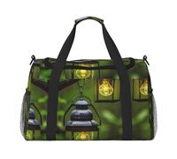 Reisetasche mit Glühwürmchen und Laternen-Druck, Wochenend-Motiv, für Reisen, Damen, Herren, Fitnessstudio, Gepäck, Handgepäck, Schwarz , Einheitsgröße