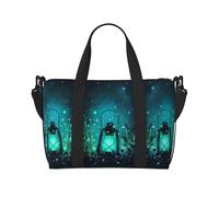 Reisetasche mit Glühwürmchen und Laternen-Druck, Wochenendtasche für Damen, leichte Handgepäcktasche, persönliche Gegenstände, Schwarz , Einheitsgröße