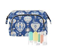 Reisetasche mit Heißluftballon-Motiv, tragbar, Badezimmer-Aufbewahrungstasche, Damengeldbörse für Toilettenartikel, Reise-Set, Organizer, Marineblau
