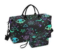 Reisetasche mit magischen Symbolen und Totenköpfen für Damen und Herren, Wochenend-Tragetasche, multi