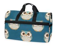Reisetasche mit niedlicher Eule auf blauem Hintergrund, für Herren, Damen, Jungen, Mädchen, Teenager, übergroße Sporttasche mit Schuhfach, für Übernachtung, Wochenende, Yoga, Workout, Trainingstasche,