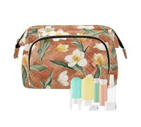 Reisetasche mit Ölgemälde mit weißen Gänseblümchen, Reißverschluss, Reise-Kosmetiktasche, Damengeldbörse für Make-up-Pinsel
