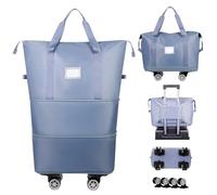 Reisetasche mit Rollen, 28-58L Reisetasche mit Trolley Funktion, Faltbar, Erweiterbar, Reisetasche mit Rollen, Faltbare Tasche, Kleidertaschen, Travel Bag Reisekoffer Duffle Bag Damen Herren (Blau)