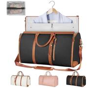 Reisetasche mit Rollen, 3-in-1-Anzug-Gepäcktasche für Damen, Geschäftsreisen und Reisen, mit Schuhbeutel, faltbarer Kleidersack aus PU-Leder, Schwarz , Basic