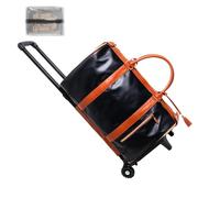 Reisetasche mit Rollen, 3-in-1-Anzug-Gepäcktasche für Damen, Geschäftsreisen und Reisen, mit Schuhbeutel, faltbarer Kleidersack aus PU-Leder, Schwarz , Roller