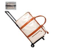 Reisetasche mit Rollen, 3-in-1-Anzug-Gepäcktasche für Damen, Geschäftsreisen und Reisen, mit Schuhbeutel, faltbarer Kleidersack aus PU-Leder, beige, Roller