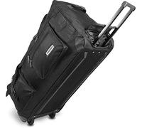 Reisetasche mit Rollen 80 Liter Volumen - Reise-Trolley mit großem Hauptfach Weichgepäck Weekender Saunatasche Schwarz / 80 Liter XXL