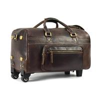 Reisetasche Mit Rollen Echtes Leder Hand Laugage Reisetasche mit Rollen Männer Frauen Reisetaschen Handtaschen(Coffee2)