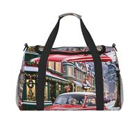 Reisetasche mit rotem Auto-Aufdruck "Merry Christmas", für Damen und Herren, faltbare Reisetaschen und geräumige Wochenend-Tragetasche zur Aufbewahrung, Kulturbeutel, Gepäck, persönliche Gegenstände
