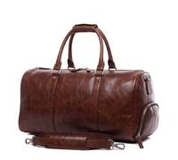 Reisetasche mit Schuh-Fach Leder groß schwarz FLORIAN Sporttasche - tan / 48 cm