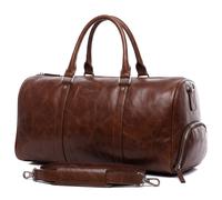 Reisetasche mit Schuh-Fach Leder groß schwarz FLORIAN Sporttasche - tan / 52 cm