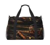 Reisetasche mit Zigarren- und Whiskey-Aufdruck, Wochenendtasche, Trainings-Handtasche, Yoga-Tasche, Seesack, persönliche Gegenstände, Tasche für Audlts, Schwarz , Einheitsgröße