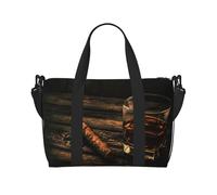 Reisetasche mit Zigarren- und Whiskey-Druck, Wochenendtasche für Damen, leichte Handgepäcktasche, persönliche Gegenstände, Schwarz , Einheitsgröße