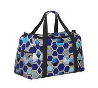 Reisetasche, Motiv: blaue Sechsecke und Diamant-Druck, Wochenendtasche, Turnbeutel, Übernachtungstaschen, Reiseutensilien für Damen und Herren, Schwarz , Einheitsgröße