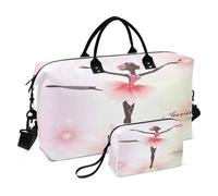 Reisetasche, Sporttasche, Motiv: Tänzerin, Mädchen, Blumen, für Damen und Herren, Wochenend-Tragetasche, Pink, multi