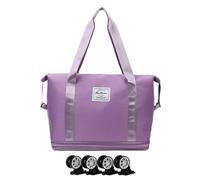 Reisetaschen mit Rollen, Reisetasche mit Rollen, faltbar, große Rolltasche, faltbar, wasserdicht, mit mehreren Fächern, violett, Se référer au descriptif, Siehe Beschreibung