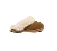 Reissner Lammfelle | Engel Hausschuhe Nadine | Pantoffel | Veloursleder | Innenfutter echtes Merino Lammfell | mit Fellkranz | Camel 38