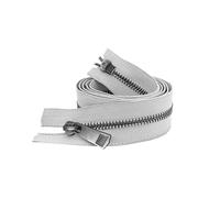 Reißverschluss 2 Stück 30/40/50/60/70/80 cm # Offene Doppelschieber, schwarzer Metallreißverschluss, DIY-Bastelarbeiten for Stofftaschen und Schuhe(Grey,20cm)