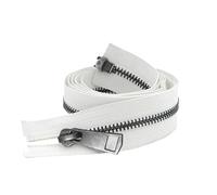 Reißverschluss 2 Stück 30/40/50/60/70/80 cm # Offene Doppelschieber, schwarzer Metallreißverschluss, DIY-Bastelarbeiten for Stofftaschen und Schuhe(White,80cm)
