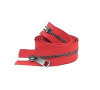 Reißverschluss 2 Stück 30/40/50/60/70/80 cm # Offene Doppelschieber, schwarzer Metallreißverschluss, DIY-Bastelarbeiten for Stofftaschen und Schuhe(Red,50cm)