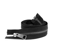 Reißverschluss 2 Stück 30/40/50/60/70/80 cm # Offene Doppelschieber, schwarzer Metallreißverschluss, DIY-Bastelarbeiten for Stofftaschen und Schuhe(Black,60cm)