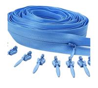 Reißverschluss 3# 3/5/10 Meter Reißverschluss 6/10/20 Auto Locking Sliders Unsichtbarer Nylon(Light Blue,5.0m+10pcs)