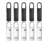 Reißverschluss Anhänger zur Reparatur, 10 Pack, aus Metall, je 5 x Schwarz und Silber, Ersatz Zipper für Reissverschluss, Verschluss Schieber für Jacke, Mantel, Koffer, Jeans, Tasche, RV Puller Lasche