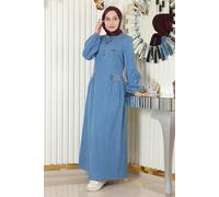 Reißverschluss-Detail Denim-Kleid 3XL