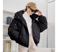 Reißverschluss-Druckknopf-Kordelzug-Saum Kapuzen-Steppmantel, Winterbekleidung für Frauen, Steppmantel Damenjacke