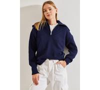 Reißverschluss-Kragen Strickpullover S/M