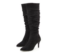 Reißverschlussstiefel LASCANA "Langschaft, High-Heel Stiefelette, Slouchy Boots, Stiefel", Damen, Gr. 41, schwarz, Obermaterial: 100% Textilmaterial. Decksohle: 100% Textilmaterial. Futter: 100% Texti