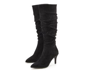 Reißverschlussstiefel LASCANA "Langschaft, High-Heel Stiefelette, Slouchy Boots, Stiefel", Damen, Gr. 41, schwarz, Obermaterial: 100% Textilmaterial. Decksohle: 100% Textilmaterial. Futter: 100% Texti