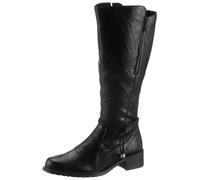 Reißverschlussstiefel RIEKER, Damen, Gr. 42, Varioschaft, schwarz, Lederimitat, Schuhe Reißverschlussstiefel, Langschaftstiefel, Blockabsatz, Vario-Schaft und 2 Reißverschlüssen, Topseller (24544044-4