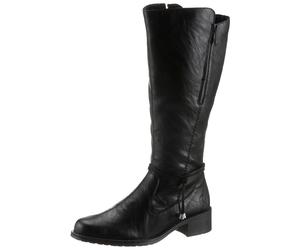 Reißverschlussstiefel RIEKER, Damen, Gr. 42, Varioschaft, schwarz, Lederimitat, Schuhe Reißverschlussstiefel, Langschaftstiefel, Blockabsatz, Vario-Schaft und 2 Reißverschlüssen (24544044-42) schwarz