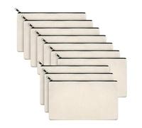 Reißverschlusstasche aus Leinen 10 Teile/satz Leere Leinwand Taschen mit Handgelenk Lanyard Wärme Transfer DIY Handwerk Beutel Bleistift Kosmetik Schmuck Taschen Fall Lagerung Beutel Taschen aus Baumw