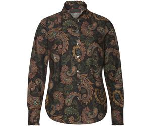 REITMAYER Stehkragenbluse mit Paisley-Muster Schwarz/Grün (Größe: 36) 36 schwarz