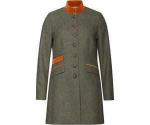 REITMAYER Tweed-Gehrock mit Samtdetails Oliv/Orange (Größe: 34) 34 grün