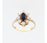reizender Damenring, Rotgold 585, mit Zirkonia und Saphir HTS - Größe ca. 8x6 mm, Gewicht ca. 3,2 gr. 19,5 mm (61)