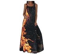 Reizvolle Drucktank Feuer Ärmellose Frauen Sommerkleid Kleider Bunte lässige Frauenkleid Winterkleid Damen