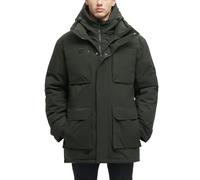 Rejork Lange Winterjacken für Herren, künstlicher zweiteiliger, wasserdichter Parka, Schnee, warme Mäntel mit Kapuze, Grün (Army Green), XL