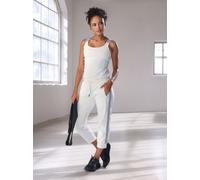 Relax-Caprihose H.I.S, Damen, Gr. XL (48/50), N-Gr, ecru, Interlock, Obermaterial: 100% Baumwolle, unifarben mit Farbeinsatz, bequem ca. Mitte Wade, Hosen Relax-Caprihose, mit seitlichen Tapestreifen